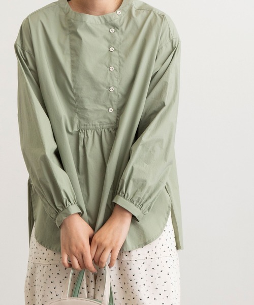 POU DOU DOU（プードゥドゥ）の「ノーカラービブヨークシャツ（シャツ/ブラウス・レディース・アイボリー/ミント/ネイビー・3）」の7枚目の写真