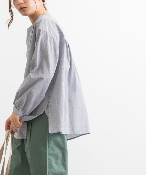 POU DOU DOU（プードゥドゥ）の「ノーカラービブヨークシャツ（シャツ/ブラウス・レディース・アイボリー/ミント/ネイビー・3）」の15枚目の写真