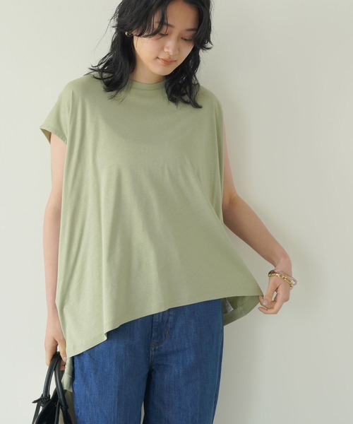 AMERICAN HOLIC(アメリカンホリック)の「アシメトリーヘムフレンチチュニック(Tシャツ/カットソー・レディース・ネイビー/ミント/モカ・M/L)」の3枚目の写真