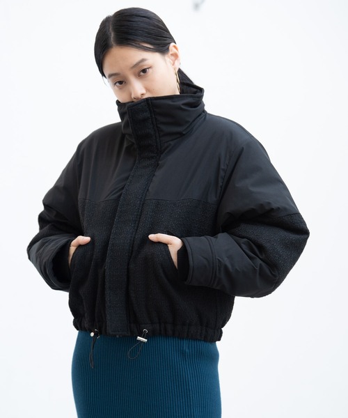 Happy John（ハッピージョン）の「ドッキングフェイクダウンジャケット/docking fake down jacket（ダウンジャケット/コート・レディース・ホワイト/ブラック・FREE）」の2枚目の写真