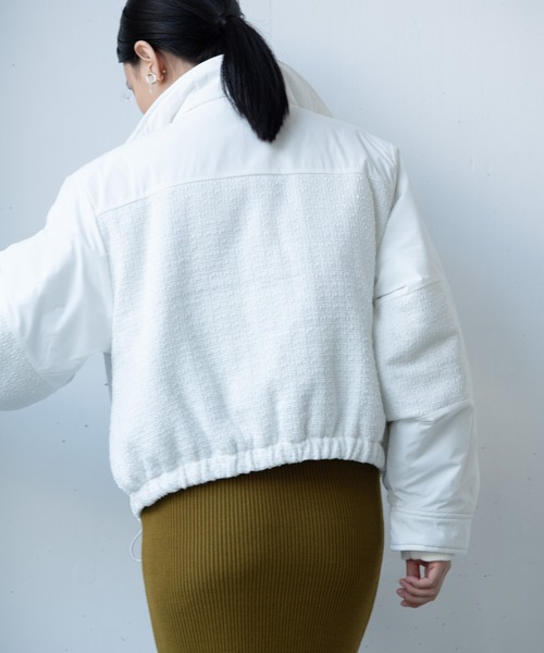 Happy John（ハッピージョン）の「ドッキングフェイクダウンジャケット/docking fake down jacket（ダウンジャケット/コート・レディース・ホワイト/ブラック・FREE）」の13枚目の写真