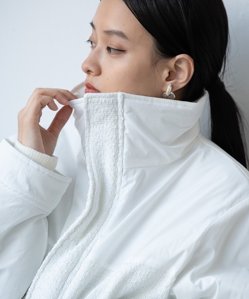 Happy John（ハッピージョン）の「ドッキングフェイクダウンジャケット/docking fake down jacket（ダウンジャケット/コート・レディース・ホワイト/ブラック・FREE）」の10枚目の写真