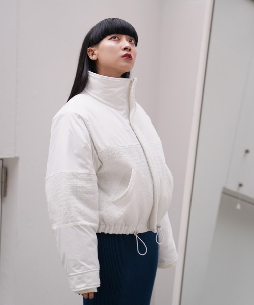 Happy John（ハッピージョン）の「ドッキングフェイクダウンジャケット/docking fake down jacket（ダウンジャケット/コート・レディース・ホワイト/ブラック・FREE）」の5枚目の写真