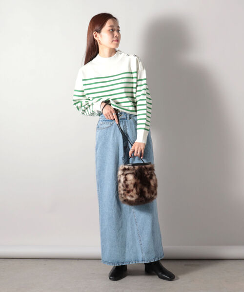 fredy repit（フレディレピ）の「【WEB限定】ミラノリブボーダーニット（ニット/セーター・レディース・ホワイト系その他4/グリーン系その他3/レッド系その他3・38）」の8枚目の写真