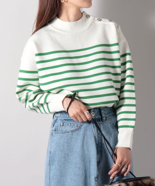 fredy repit（フレディレピ）の「【WEB限定】ミラノリブボーダーニット（ニット/セーター・レディース・ホワイト系その他4/グリーン系その他3/レッド系その他3・38）」の9枚目の写真