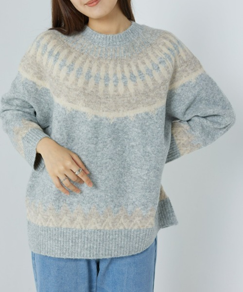OMNES（オムネス）の「ウール混 ノルディック柄プルオーバーニット（ニット/セーター・レディース・ベージュ/グレー/アイボリー・FREE）」の3枚目の写真