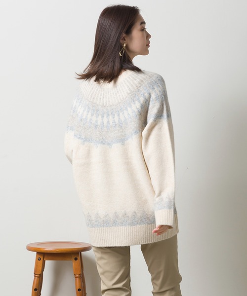 OMNES（オムネス）の「ウール混 ノルディック柄プルオーバーニット（ニット/セーター・レディース・ベージュ/グレー/アイボリー・FREE）」の5枚目の写真