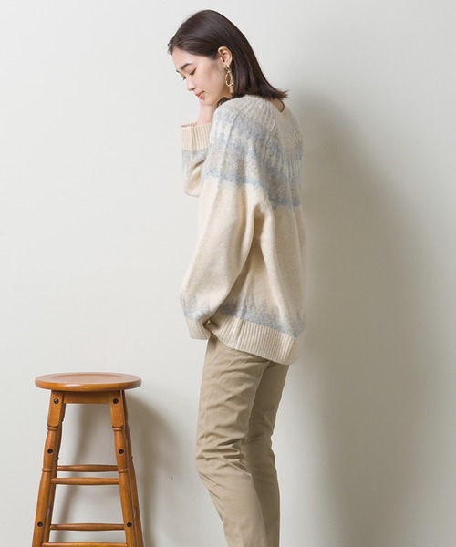 OMNES（オムネス）の「ウール混 ノルディック柄プルオーバーニット（ニット/セーター・レディース・ベージュ/グレー/アイボリー・FREE）」の6枚目の写真