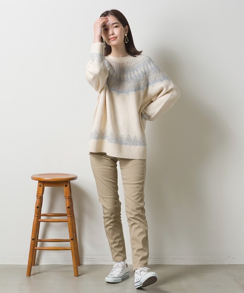 OMNES（オムネス）の「ウール混 ノルディック柄プルオーバーニット（ニット/セーター・レディース・ベージュ/グレー/アイボリー・FREE）」の8枚目の写真