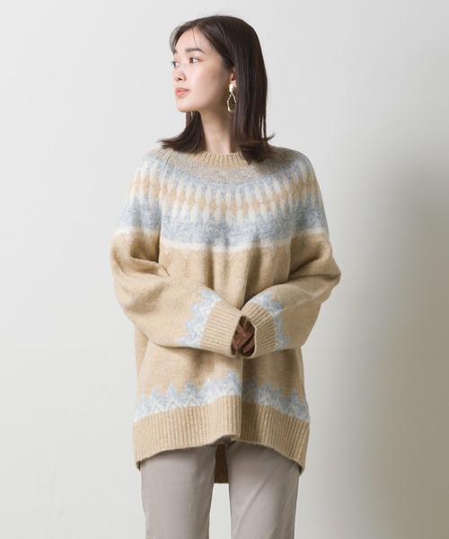 OMNES（オムネス）の「ウール混 ノルディック柄プルオーバーニット（ニット/セーター・レディース・ベージュ/グレー/アイボリー・FREE）」の13枚目の写真