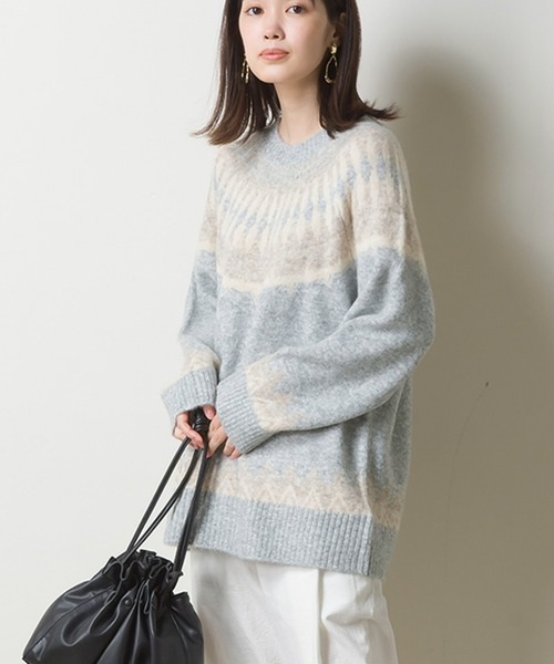 OMNES（オムネス）の「ウール混 ノルディック柄プルオーバーニット（ニット/セーター・レディース・ベージュ/グレー/アイボリー・FREE）」の14枚目の写真