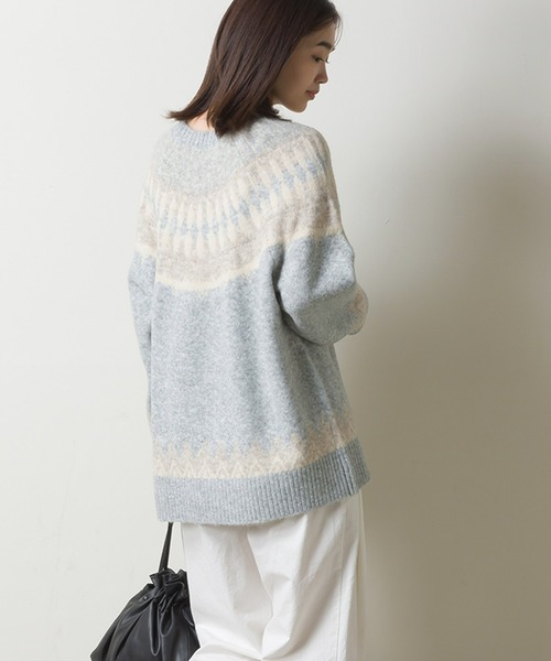 OMNES（オムネス）の「ウール混 ノルディック柄プルオーバーニット（ニット/セーター・レディース・ベージュ/グレー/アイボリー・FREE）」の18枚目の写真