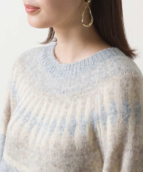 OMNES（オムネス）の「ウール混 ノルディック柄プルオーバーニット（ニット/セーター・レディース・ベージュ/グレー/アイボリー・FREE）」の19枚目の写真