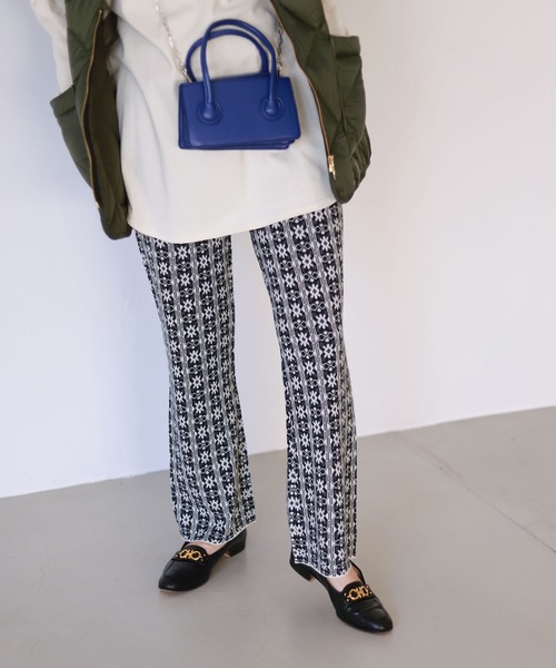 SLOBE citron.(スローブシトロン)の「SLOBE citron. ジャガードニットパンツ【手洗い可能/ウエストゴム】◆(その他パンツ・レディース・ブラック/グリーン・FREE)」の5枚目の写真