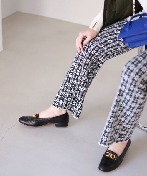 SLOBE citron.(スローブシトロン)の「SLOBE citron. ジャガードニットパンツ【手洗い可能/ウエストゴム】◆(その他パンツ・レディース・ブラック/グリーン・FREE)」の15枚目の写真