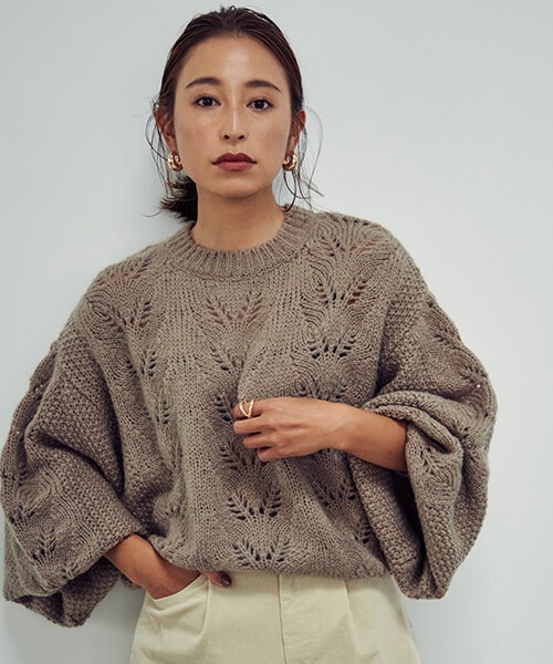 CREDONA(クレドナ)の「オープンワークカラーニット(ニット/セーター・レディース・パープル/カーキ/マスタード/ベージュ系その他・FREE)」の10枚目の写真