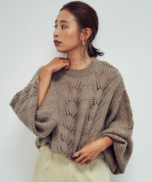 CREDONA(クレドナ)の「オープンワークカラーニット(ニット/セーター・レディース・パープル/カーキ/マスタード/ベージュ系その他・FREE)」の11枚目の写真