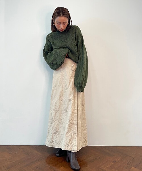 CREDONA(クレドナ)の「オープンワークカラーニット(ニット/セーター・レディース・パープル/カーキ/マスタード/ベージュ系その他・FREE)」の5枚目の写真