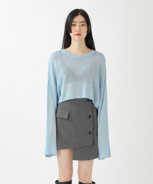 ALAND(エーランド)の「3.3 Field Trip/CROPムジガラニットプルオーバー 2218876(ニット/セーター・レディース・ライトブルー/ブラック/ベージュ/その他1・FREE)」の11枚目の写真