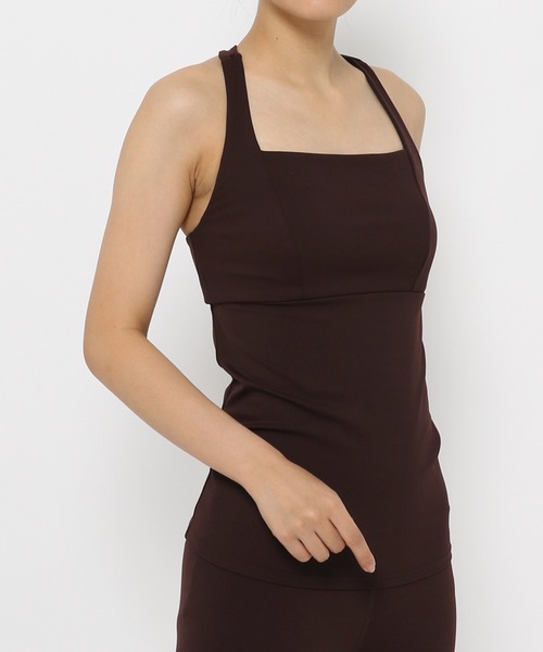 HEREIAM（ヘレイアム）の「【HEREIAM】スクエアブラタンク(カップ付き）（タンクトップ・レディース・パープル/ブラウン/サーモンピンク/ブラック・SMALL/MEDIUM/LARGE/X-SMALL）」の3枚目の写真