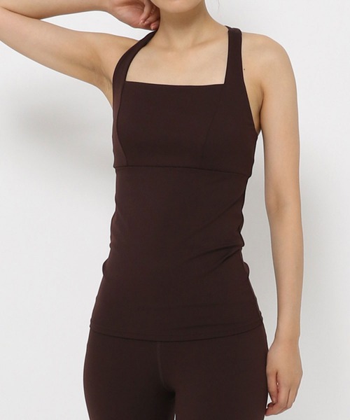 HEREIAM（ヘレイアム）の「【HEREIAM】スクエアブラタンク(カップ付き）（タンクトップ・レディース・パープル/ブラウン/サーモンピンク/ブラック・SMALL/MEDIUM/LARGE/X-SMALL）」の7枚目の写真