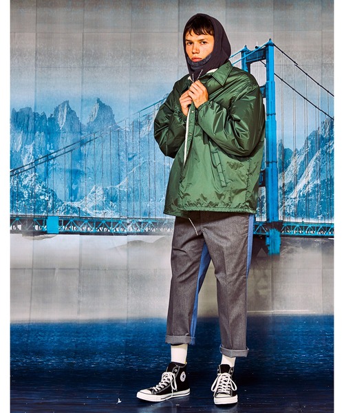 AlexanderLeeChang（アレキサンダーリーチャン）の「AlexanderLeeChang アレキサンダーリーチャン / YOSHI47 COACH JKT ビッグシルエットボアコーチジャケット / AC032108（ブルゾン・メンズ・ブラック/グリーン/ベージュ・1/3/2）」の9枚目の写真