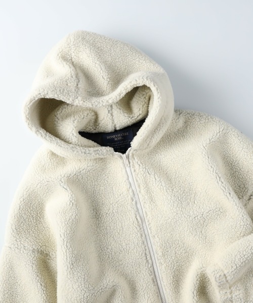 HONEYSUCKLE ROSE（ハニーサックルローズ）の「【HONEYSUCKLE ROSE】ボアフーディー（その他アウター・レディース・ブラック/オフホワイト/ライトグレー・L/M）」の19枚目の写真
