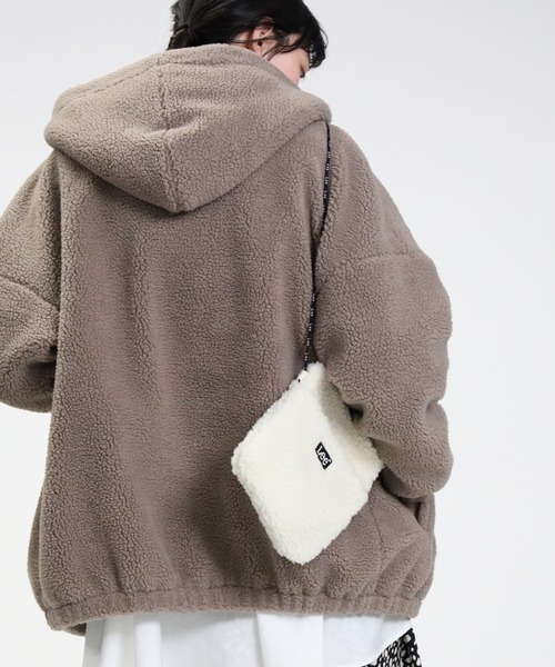 HONEYSUCKLE ROSE（ハニーサックルローズ）の「【HONEYSUCKLE ROSE】ボアフーディー（その他アウター・レディース・ブラック/オフホワイト/ライトグレー・L/M）」の17枚目の写真