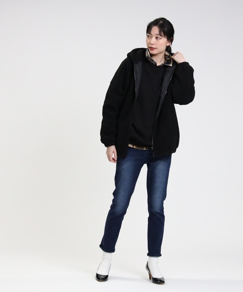 HONEYSUCKLE ROSE（ハニーサックルローズ）の「【HONEYSUCKLE ROSE】ボアフーディー（その他アウター・レディース・ブラック/オフホワイト/ライトグレー・L/M）」の11枚目の写真