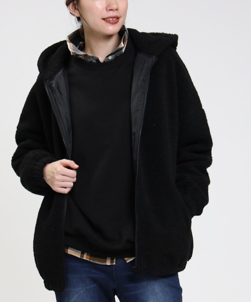 HONEYSUCKLE ROSE（ハニーサックルローズ）の「【HONEYSUCKLE ROSE】ボアフーディー（その他アウター・レディース・ブラック/オフホワイト/ライトグレー・L/M）」の12枚目の写真