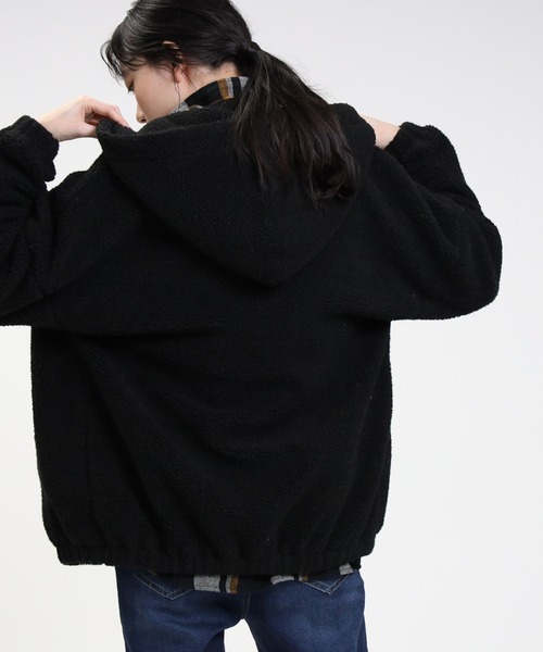 HONEYSUCKLE ROSE（ハニーサックルローズ）の「【HONEYSUCKLE ROSE】ボアフーディー（その他アウター・レディース・ブラック/オフホワイト/ライトグレー・L/M）」の13枚目の写真