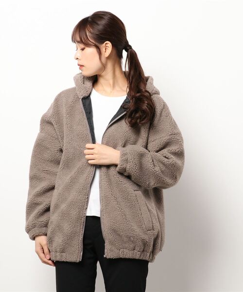 HONEYSUCKLE ROSE（ハニーサックルローズ）の「【HONEYSUCKLE ROSE】ボアフーディー（その他アウター・レディース・ブラック/オフホワイト/ライトグレー・L/M）」の18枚目の写真