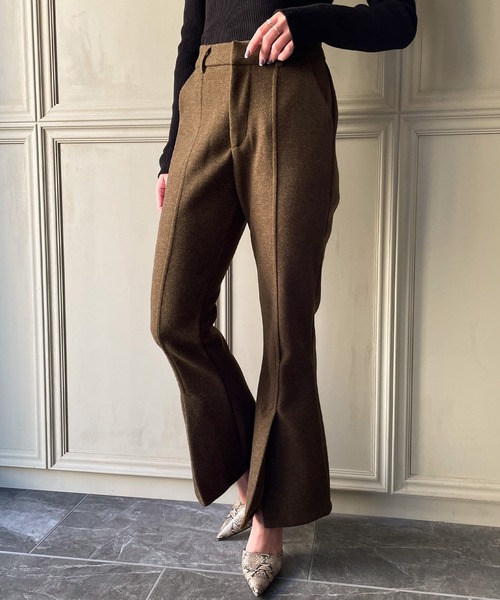 JUNOAH（ジュノア）の「ウールタッチスリットフレアパンツ（その他パンツ・レディース・ブラック/ブラウン/ブルー/グレイッシュベージュ/テラコッタ・MEDIUM/LARGE/X-LARGE）」の14枚目の写真