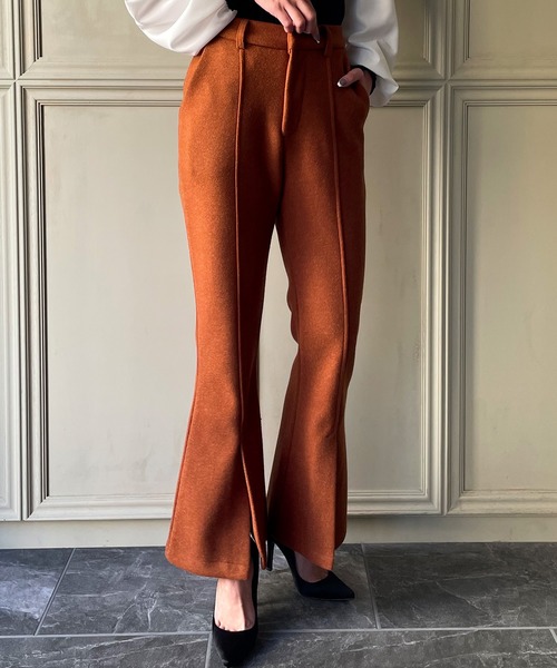 JUNOAH（ジュノア）の「ウールタッチスリットフレアパンツ（その他パンツ・レディース・ブラック/ブラウン/ブルー/グレイッシュベージュ/テラコッタ・MEDIUM/LARGE/X-LARGE）」の18枚目の写真