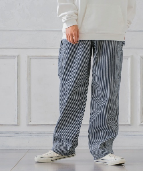 SIDEWAY STANCE（サイドウェイスタンス）の「【SIDEWAY STANCE】ワイド デニム ペインターパンツ（デニムパンツ・メンズ・ネイビー/ストライプ・MEDIUM/LARGE）」の11枚目の写真