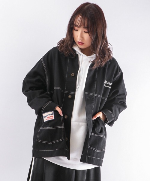 Мサイズ　ダックジャケット　ベトジャン　ブラック　パワートゥーザピープル POWER TO THE PEOPLE パワートゥザピープル MAP刺繍 ツイル