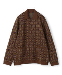 CABaN コットンカシミヤ アンティークタイルジャカード ポロカーディガン caban（キャバン）の「□CABaN コットンカシミヤ アンティークタイル