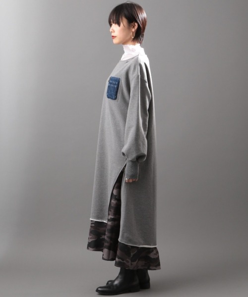 AVIREX（アヴィレックス）の「LAYERED STYLE DENIM&CAMOUFLAGE ONEPIECE DRESS/ レイヤードスタイル デニム＆カモフラージュワンピース（ワンピース・レディース・タン/チャコール・FREE）」の13枚目の写真