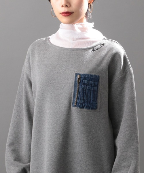 AVIREX（アヴィレックス）の「LAYERED STYLE DENIM&CAMOUFLAGE ONEPIECE DRESS/ レイヤードスタイル デニム＆カモフラージュワンピース（ワンピース・レディース・タン/チャコール・FREE）」の11枚目の写真