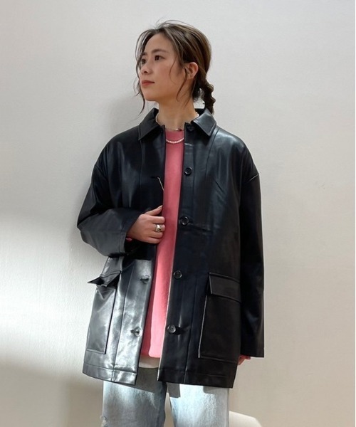 FREAK'S STORE（フリークスストア）の「ｴｺﾚｻﾞｰJK（その他アウター・レディース・ブラック/ベージュ・ﾌﾘ-）」の2枚目の写真