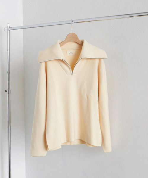 EFOLE（エフォル）の「ハーフジップ プルオーバー ニット（ニット/セーター・レディース・オフホワイト/ブラック/キャメル・FREE）」の2枚目の写真