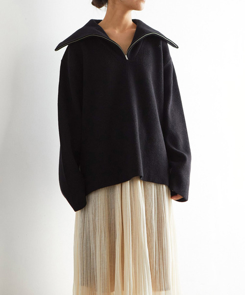 EFOLE（エフォル）の「ハーフジップ プルオーバー ニット（ニット/セーター・レディース・オフホワイト/ブラック/キャメル・FREE）」の3枚目の写真