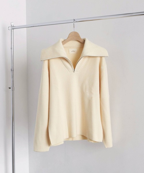 EFOLE（エフォル）の「ハーフジップ プルオーバー ニット（ニット/セーター・レディース・オフホワイト/ブラック/キャメル・FREE）」の4枚目の写真