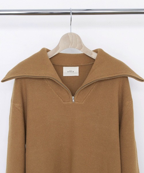 EFOLE（エフォル）の「ハーフジップ プルオーバー ニット（ニット/セーター・レディース・オフホワイト/ブラック/キャメル・FREE）」の6枚目の写真