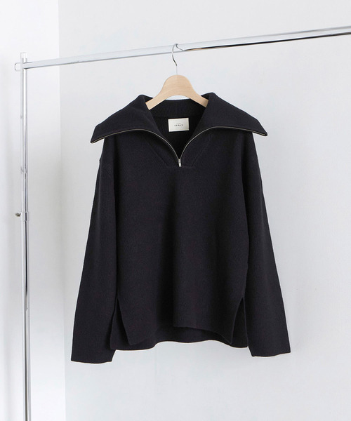 EFOLE（エフォル）の「ハーフジップ プルオーバー ニット（ニット/セーター・レディース・オフホワイト/ブラック/キャメル・FREE）」の22枚目の写真