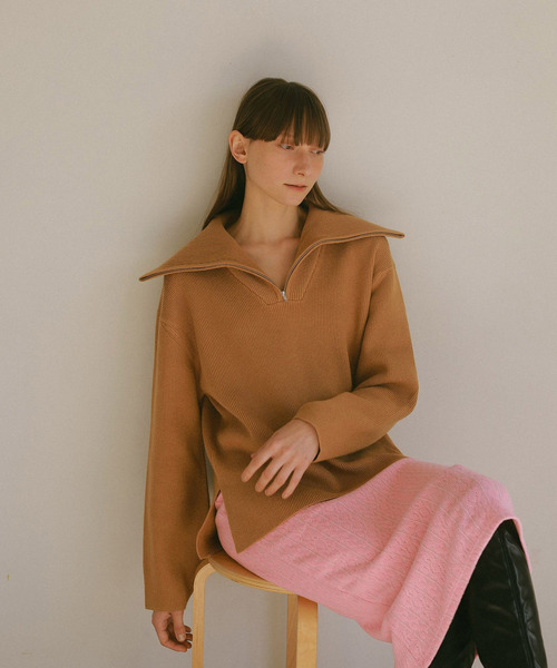 EFOLE（エフォル）の「ハーフジップ プルオーバー ニット（ニット/セーター・レディース・オフホワイト/ブラック/キャメル・FREE）」の15枚目の写真