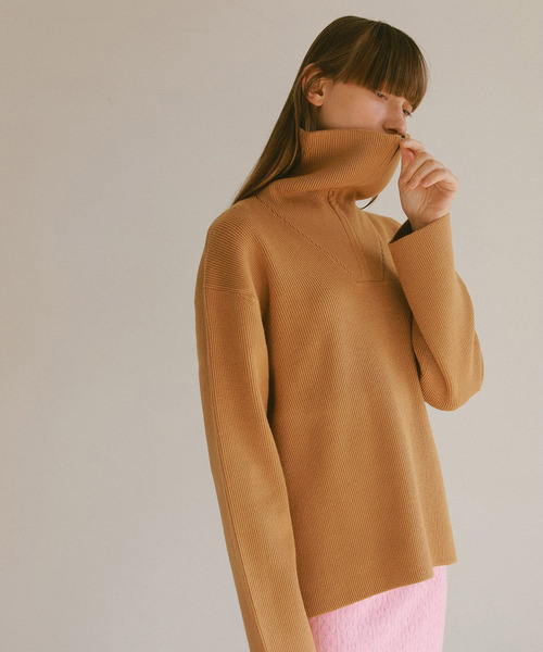 EFOLE（エフォル）の「ハーフジップ プルオーバー ニット（ニット/セーター・レディース・オフホワイト/ブラック/キャメル・FREE）」の18枚目の写真