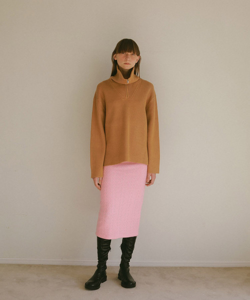 EFOLE（エフォル）の「ハーフジップ プルオーバー ニット（ニット/セーター・レディース・オフホワイト/ブラック/キャメル・FREE）」の20枚目の写真