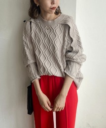 CAPRICIEUX LE'MAGE | フリル袖ダイヤ柄プルオーバー(ニット/セーター)