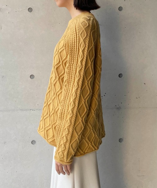 CAPRICIEUX LE'MAGE（カプリシューレマージュ）の「フリル袖ダイヤ柄プルオーバー（ニット/セーター・レディース・チャコールグレー/イエロー/ホワイト系その他・FREE）」の5枚目の写真